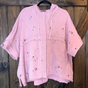 Fate Embroidered Hoodied Button Up Sweater Shirt